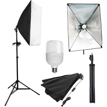 Набір фотостудії Softbox, набір фотостудії Abeatstudio 25 Вт LED Softbox, фотосвітло 50x70 см з лампочкою та штативом 5500K, фотолампа для портретної зйомки, потокової передачі ігор, відеозйомки