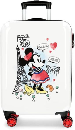 Валіза Disney Minnie Around The World Cabin Валіза червона 38x55x20 см Тверда оболонка ABS Комбінований замок 34L 2.6Kgs 4 подвійні колеса Сумка для ручної поклажі Біла