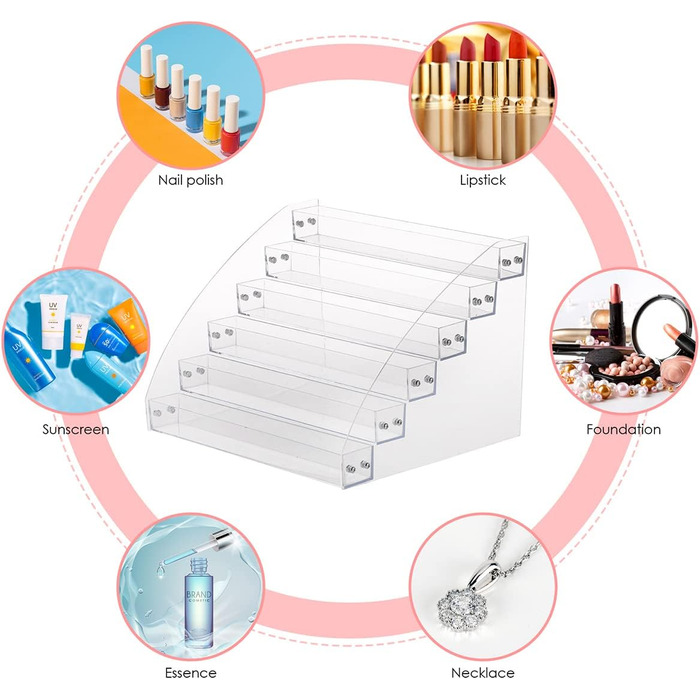 Органайзер для лаку для нігтів Yagosodee з 6 шарами Підставка для зберігання лаку для нігтів Дисплей для лаку для нігтів Підставка для макіяжу та губної помади або ефірних олій
