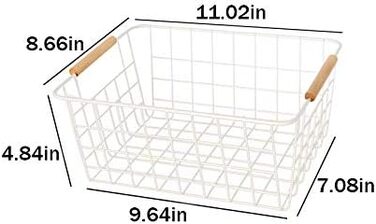Дротяні кошики з ручками, дротяні кошики для зберігання для кухні, дому, холодильника для шаф, комори, шаф-купе, спальні, 4 шт. и (білі) White 30