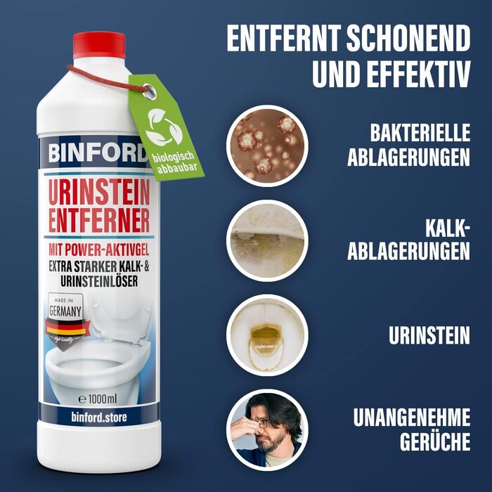 Засіб для видалення накипу сечі BINFORD Extra Strong 5 шт. 1000 мл Унітаз для видалення сильного нальоту в сечі, Засіб для видалення вапняного нальоту, Засіб для чищення унітазу Urinal, Засіб для видалення накипу сечі Extra Strong, Засіб для чищення уніта