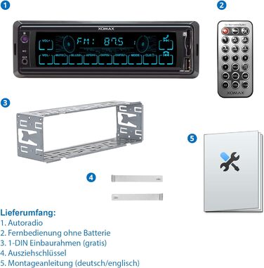 Автомобільна стереосистема XOMAX XM-RT284 із сенсорним екраном I Bluetooth Handsfree I USB, SD, AUX-IN, FM I MP3 I 1 DIN