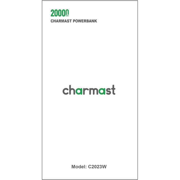 Power Bank Charmast 20000mAh, 20W PD 3.0 USB-C, зі світлодіодним дисплеєм, чорний