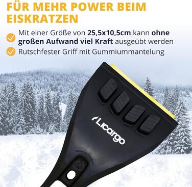Набір скребків для льоду LICARGO з 2 частин - скребок для льоду з латунним лезом зі 100 переробленого пластику та скребок для льоду автомобіль з мітлою (41 см)