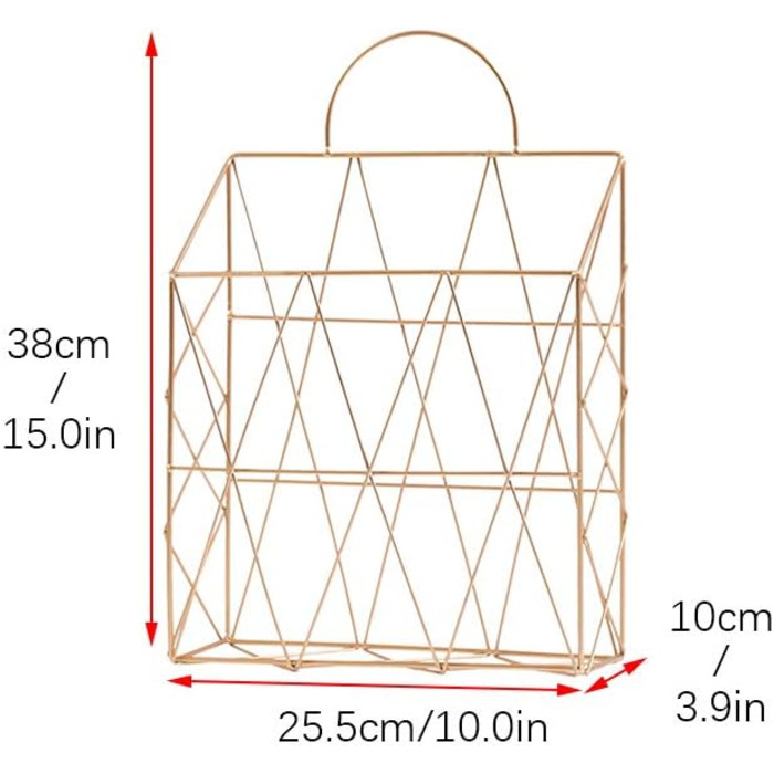 Тримач для журналів, тримач для газет, тримач для журналів з металевого дроту настінний тримач для журналів настінна стійка для журналів тримач для файлів декоративний органайзер для зберігання сміття (золото), 1PCS