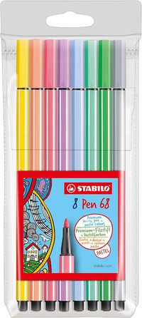 Фломастер преміум класу - STABILO Pen 68 - В упаковці 8 шт. - Пастельні тони та тонкі підводки - STABILO point 88 - Корпус з 8 шт. - Пастельні тони та хайлайтери - STABILO BOSS ORIGINAL Pastel - В упаковці 6 шт.