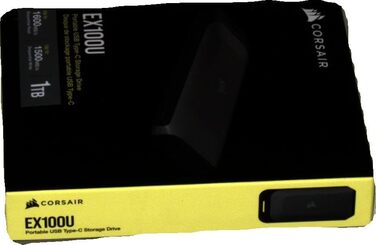 Портативний USB-накопичувач Corsair EX100U на 1 ТБ з інтерфейсом USB Type-C - надшвидкий для будь-якого ПК/машини/консолі, Gen2 x2, Plug-and-Play, у комплекті кабелі USB Type-C і USB Type-A - чорний