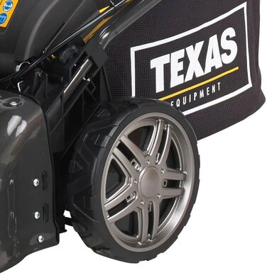 Бензинова газонокосарка Texas Premium 4275 Trike функція мульчування 4 в 1 4-тактна 79 куб.см 1.9 к.с. ширина зрізу 42 см травозбірник 45 л 6-позиційне регулювання висоти зрізу колір чорний/сріблястий