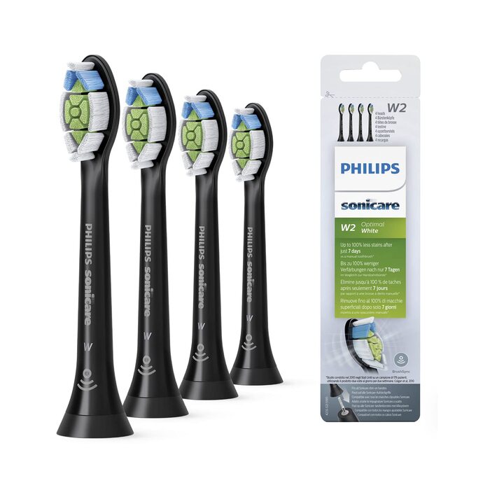 Оригінальні насадки для звукових зубних щіток Philips Sonicare Original W2 Optimal White - 8 упаковок (модель HX6068/13) (чорні, 4 шт. и (1 упаковка))