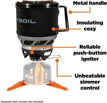 Система приготування їжі для кемпінгу та рюкзаків Jetboil MiniMo з регульованим регулюванням нагріву Вуглецеве волокно