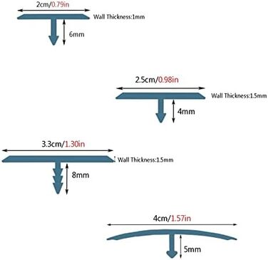 Перехідна смуга підлоги з дерева до плитки, Т-подібна крайова смуга з алюмінієвого сплаву, смуга кришки шва дверного зазору, 90 см (колір E, розмір ширина 2 см) E ширина 2 см/0,79 дюйма