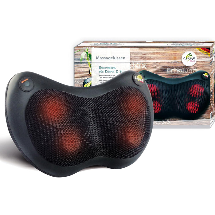 Масажна подушка для масажу шиї, плечей, спини з функцією тепла Shiatsu Heat Pad Massager німецького бренду Quality