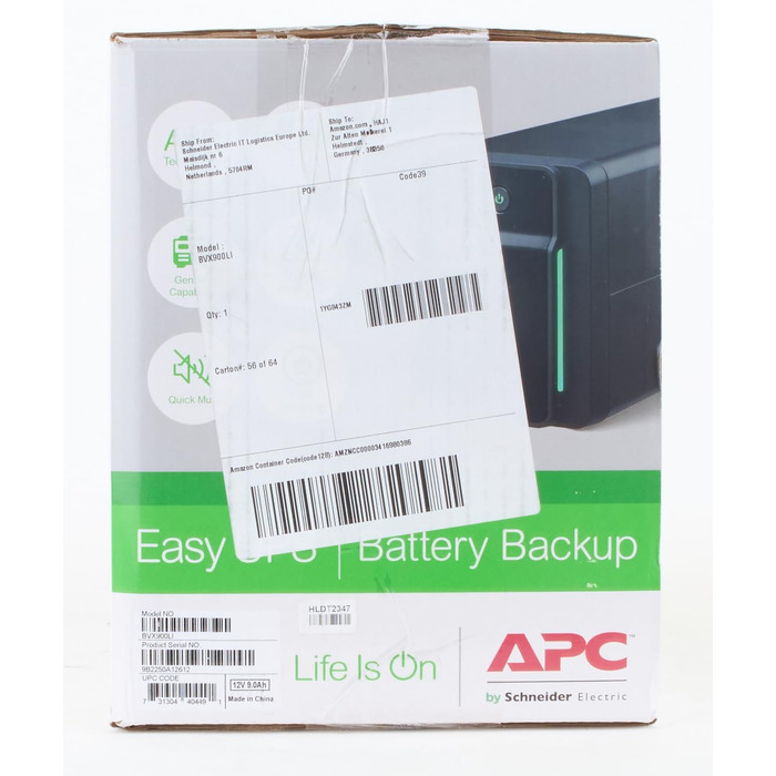 ДБЖ APC Easy UPS - BVX900LI-GR - джерело безперебійного живлення 900 ВА з виходами Schuko, запобіжник акумулятора та захист від перенапруг, резервний акумулятор зі стабілізатором стабілізатора, світлодіодні індикатори (900 ВА / 480 Вт, виходи IEC - IEC - 