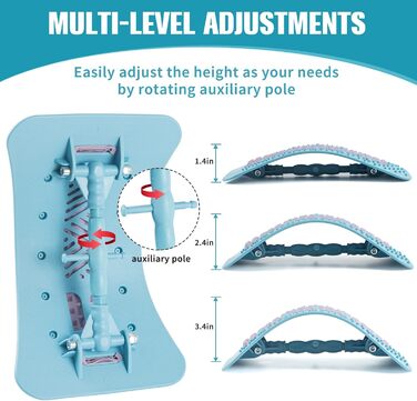 Розгинач спини, Масажер для спини для жінок і чоловіків, Тренажер для спини Розтяжка для підтримки спини для підтримки попереку, полегшення болю в м'язах, корекція постави (синій)