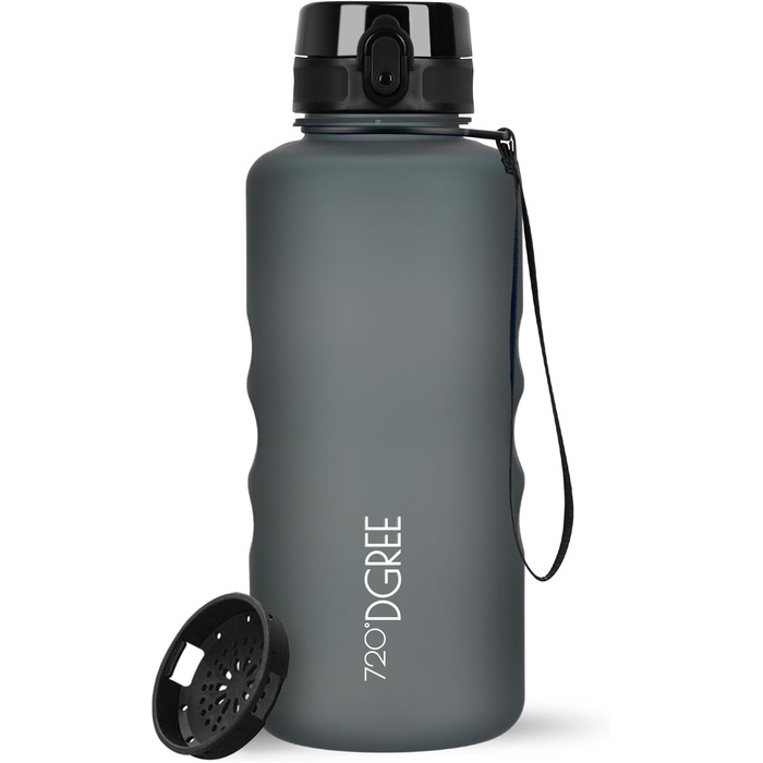 Пляшка для води 720DGREE 1л Sport 'uberBottle softTouch Sieb - Без BPA - Пляшка для води для універі, роботи, фітнесу, велосипеда, активного відпочинку, роботи - спортивна пляшка з тритану - легка, ударостійка, багаторазова (2000 мл, 27 см) Софттач)