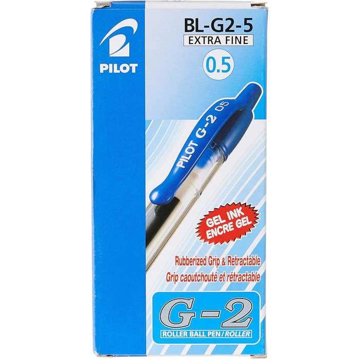 Гель-ручка під тиском Pilot G205 з гумовою зоною захоплення 0,5 мм Наконечник для письма 0,3 мм Ширина штриха 12 шт. Синій