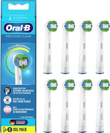 Щітки для електричної зубної щітки Oral-B Precision Clean, 8 шт. , зі щетиною CleanMaximiser для оптимального догляду за зубами, Насадка для зубних щіток Oral-B Green 8 шт. (1 упаковка)