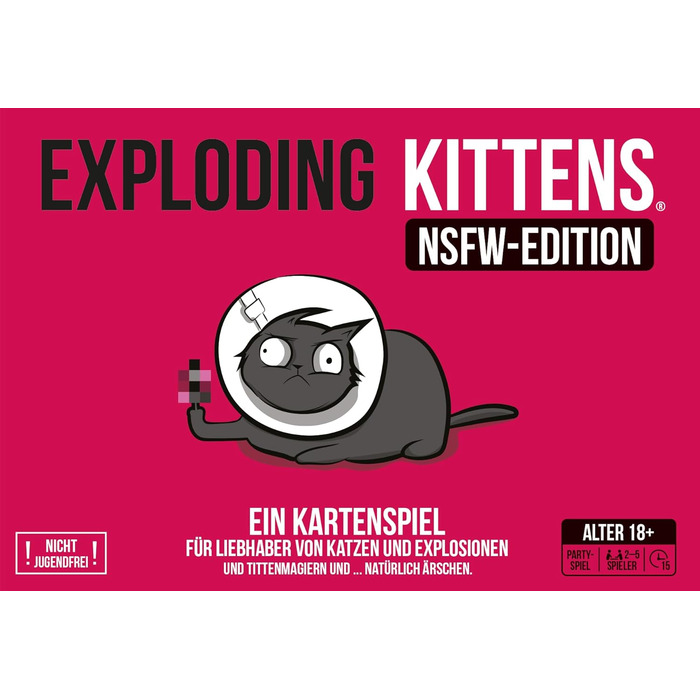 Вибухові кошенята, Exploding Kittens NSFW Edition (Edition 2024), Базова гра, гра для вечірок, карткова гра, 2-5 гравців, 18 років, 15 хвилин, німецька, різнокольорова, барвиста