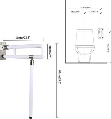 Настінна опорна ручка для людей похилого віку 60 см Туалети з ручкою для душу, складна опорна ручка Допоміжна ручка безпеки, складні нековзні поручні для настінного кріплення, ручки