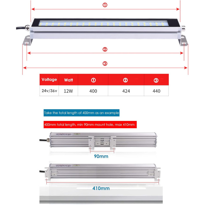 Світлодіодний трубчастий світильник 24 В 12 Вт, робоче світло з верстатом з ЧПУ, з водонепроникним вибухозахищеним промисловим світлом з алюмінієвого сплаву IP67