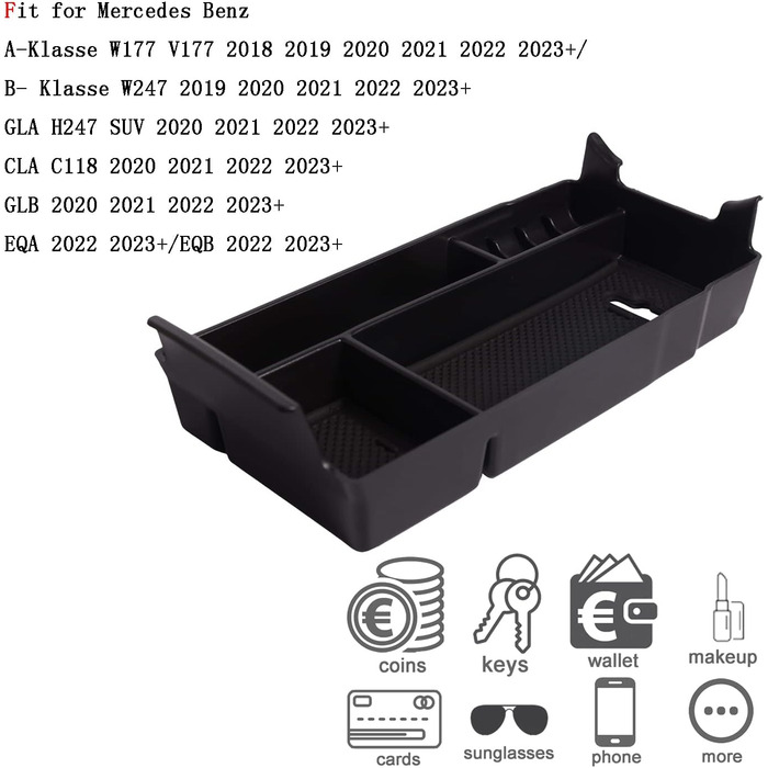 Органайзер для вторинного ящика для зберігання Центральна консоль для підлокітника A-Class W177 V177 2018-2024 / B-Class W247 2019-2024 / GLA H247 SUV 2020-2024 / CLA C118 2020-2024/ GLB 2020-2024 / EQA EQB 2022 - 2024