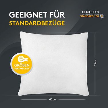 Набір з 6 наповнювачів подушок 40x40 см - 40C внутрішня подушка, яку можна прати, підходить для алергіків - Вхід для подушки з поліестеру як диванна подушка, диванна подушка, коктейльна подушка та подушка (45 x 55 см)