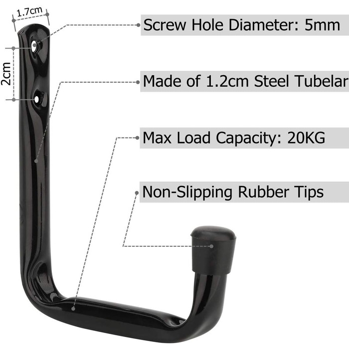Гачки для зберігання в гаражі, міцні J-образні гачки, настінні, садові інструменти, органайзери для зберігання (11,5см х 10см) 11,5см х 10см, 20 шт.