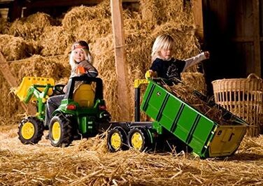 РолліКонтейнер John Deere (гаковий самоскид із скіпом, двовісний причіп, для дітей віком 3-10 років) 125098, зелений