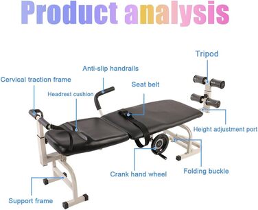 Тракційне масажне ліжко RIEONA, ліжко для розтяжки, пристрій для розтяжки тіла, відкидна лава для розтяжки спинки для поперекового відділу хребта, шийного відділу хребта, пристрій для розтяжки, масажне ліжко для шийного відділу хребта