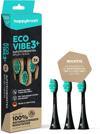 Екологічні щітки для електричної звукової зубної щітки Eco VIBE 3 - Чорна/М'ята - 3x3 шт. и