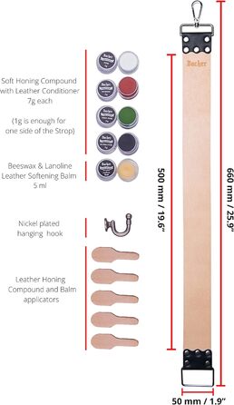 З полірувальною пастою для стропа (ДОВЖИНА 66x5 см) - Аксесуари для прямих бритв Barber