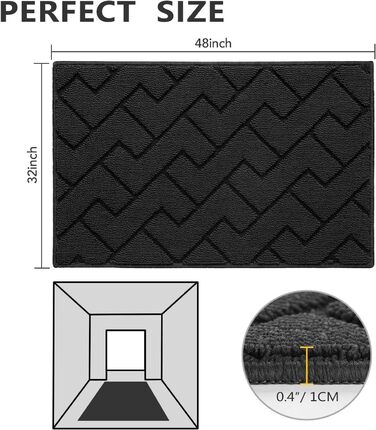 Килимова доріжка Biscpro, 80x120 см Нековзний килимок для контролю пилу, який можна прати, Килимова доріжка для вхідної вітальні, передпокою, офісу, спальні, кухонної килимової доріжки 80x120 см Темно-сірий 80x120 см Темно-сірий