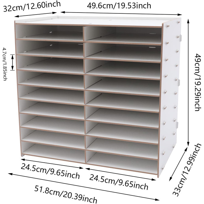 Рівневий настільний лоток для документів, лоток для листів на 18 відділень, окремо стояча полиця для журналів, настільний органайзер для дому, школи та офісу (білий), 9-