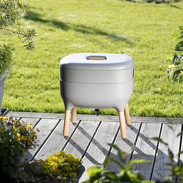 Мутта Urbalive 2 миски сірого кольору, повний комплект I Design Worm Composter I 250 г компостних черв'яків / 500 шт. I Стартовий субстрат I Конопляний килимок лопата I Приміщення, балкон і сад