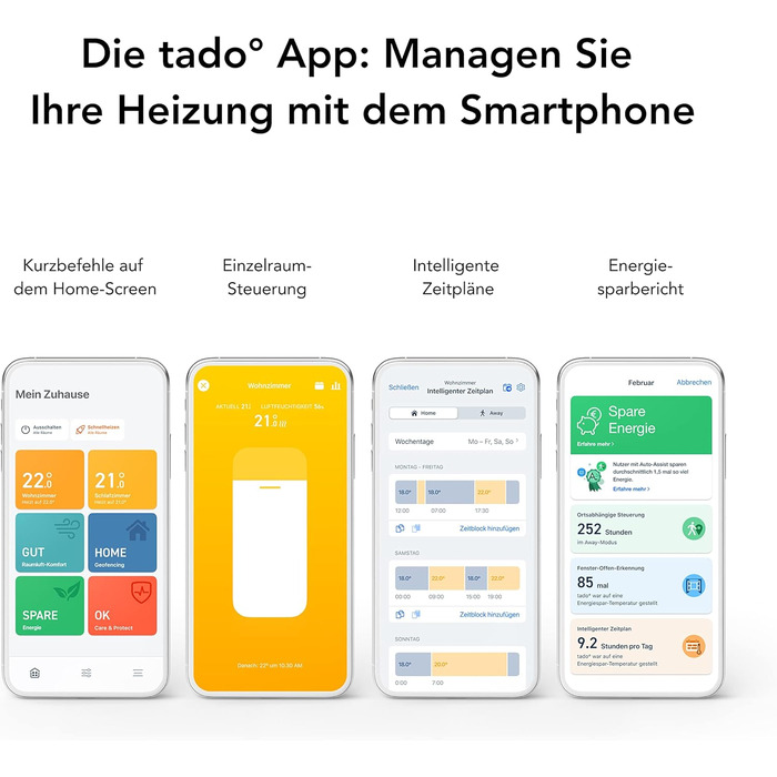 Розумний радіаторний термостат tado Wifi Starter Kit V3, включно з 3 термостатами для опалення цифрове керування опаленням через додаток легке встановлення сумісний з Alexa, Siri та Google.