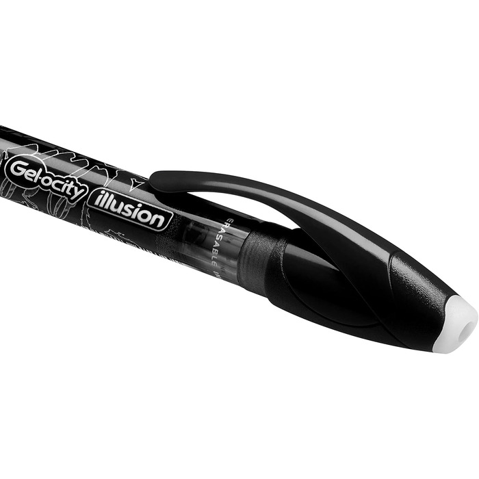 Ручка BIC Gel-ocity Illusion Rollerball, 2 гелеві ручки з 6 картриджами для заправки, синій і чорний, середня щільність лінії, набір з можливістю повторного видалення та стирання з заправками