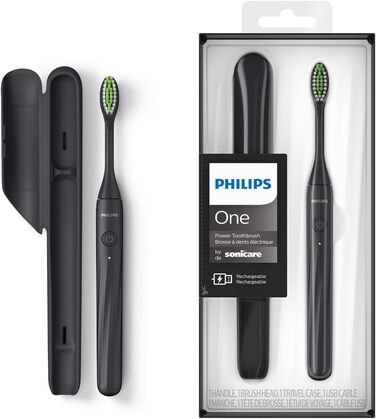 Електрична зубна щітка Philips One із заряджанням через USB, Shadow Black, HY1200/06 Shadow Black (USB-C) Shadow Black