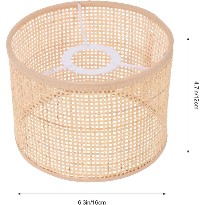 Ротанг Плетений абажур Кошик з ротанга Люстра Абажур Кліпса Вінтажна настільна лампа Покриття Заміна торшера Абажур Колір дерева