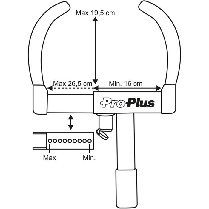 Універсальний затискач для коліс PRO PLUS з 2 ключами Safety Lock max 265 мм Шина для автомобіля, будинків на колесах, каравану та причепа