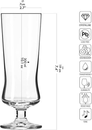 Келихи для коктейлів Krosno Pina Colada довгі Набір з 6 300 мл Авангардна колекція Ідеально підходить для дому, ресторанів та вечірок Можна мити в посудомийній машині