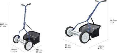 Циліндрична газонокосарка Storeo Basics з травозбірником, 18-дюймова (45,7 см), 5 лез з травозбірником, сині леза 45,7 см з травозбірником