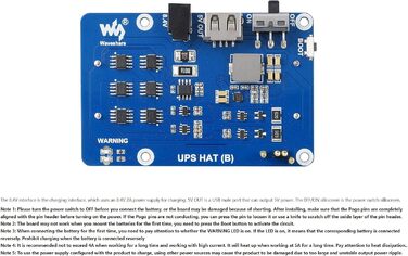 ДБЖ HAT (B) для джерела безперебійного живлення Raspberry Pi зі зв'язком по шині I2C, вихідною напругою 5 В, струмом до 5 А, схемами захисту кількох батарей