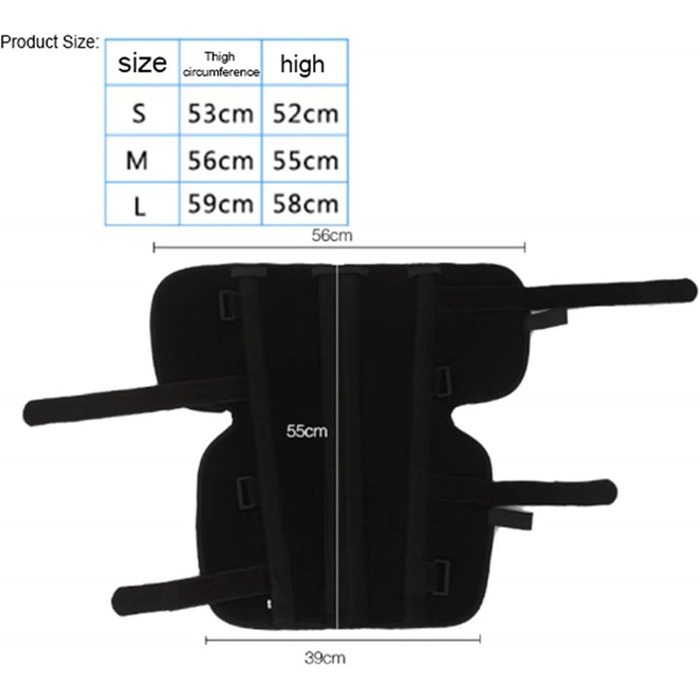 Іммобілізатор колінного суглоба, регульований іммобілізатор колінного суглоба, зручний бандаж для підтримки колінного суглоба, стабілізатор для всієї ноги з чотирма ременями, для післяопераційних травм колінної чашечки та остеоартрозу Чорний L
