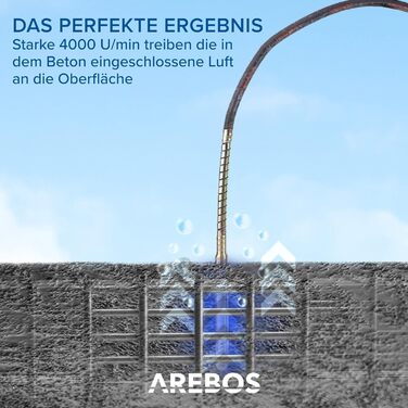 Бетонні вібратори Arebos 580 Вт Внутрішні вібратори Ручні шейкери Вібраційна пляшка Шейкери для пляшок Кабель 1,5 м Електричний гнучкий вал Безперервна робота