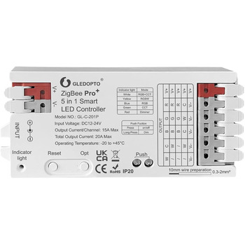 Контролер GLEDOPTO ZigBee для світлодіодної стрічки RGBCCT WRGBWW для 12 В або 24 В протестовано з Philips Hue*, Alexa Echo Plus, Homee (Pro 5в1)