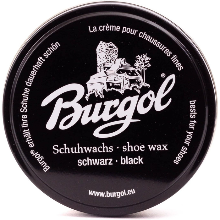 Набір для догляду за взуттям Burgol Shoe Wax для гладкої шкіри - Взуття Колір Взуттєвий віск чорний, кремова щітка, щітка з кінського волосу з порадами по догляду