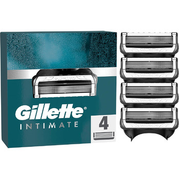 Леза для інтимної бритви Gillette, 4 змінні леза для інтимної бритви для вологих бритв з ковзаючими смужками для делікатного нанесення, дерматологічно протестовані леза бритви 4 шт. и (1 упаковка)