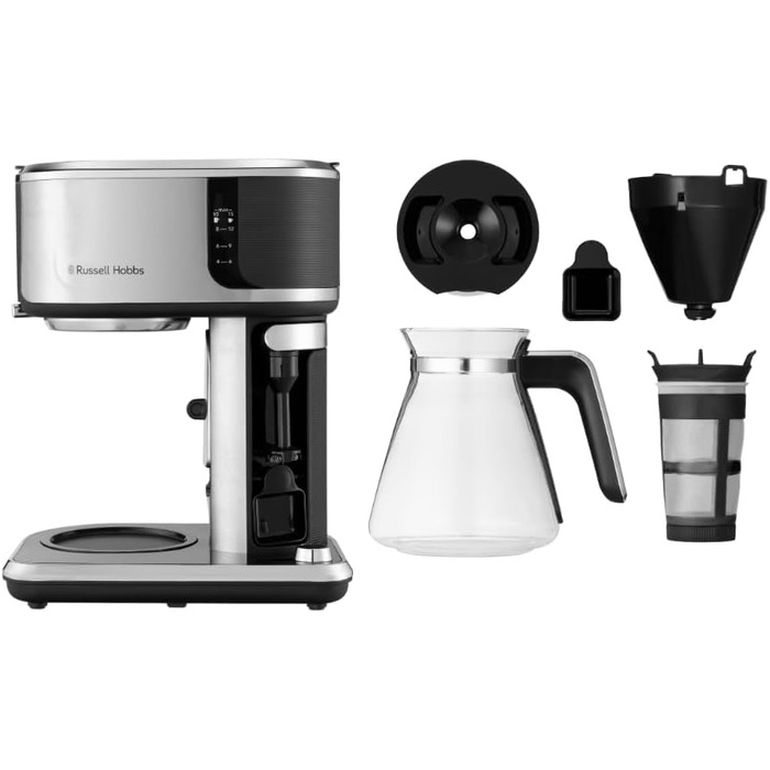 Кавоварка Russell Hobbs Barista регулювання міцності заварювання, функція холодного заварювання, піноутворювач молока Attentiv - Цифрова сенсорна панель управління (програмований таймер) Крапельна кавоварка 26230-56