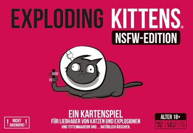 Вибухові кошенята, Exploding Kittens NSFW Edition (Edition 2024), Базова гра, гра для вечірок, карткова гра, 2-5 гравців, 18 років, 15 хвилин, німецька, різнокольорова, барвиста