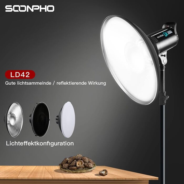 Стандартний відбивач Soonpho Beauty Dish 42 см/16 дюймів із чорною стільниковою решіткою, білим розсіювачем і сумкою для зберігання, світловідбивачем Photo Studio Strobe Flash для Bowens Mount Studio Flash